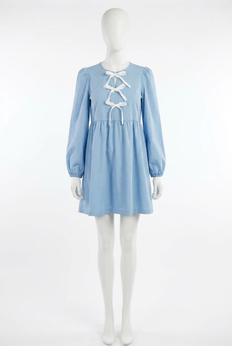 NEW TCEC blossoms tiny bow dress in blue
